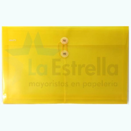 SOBRE PLASTICO ATIENZA HORIZONTAL C/HILO T/O AMARILLO UF120 /5