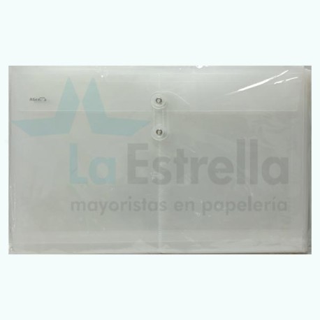 SOBRE PLASTICO ATIENZA HORIZONTAL C/HILO T/O CRISTAL UF120 /5