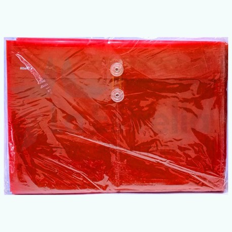 SOBRE PLASTICO ATIENZA HORIZONTAL C/HILO T/O ROJO UF120 /5