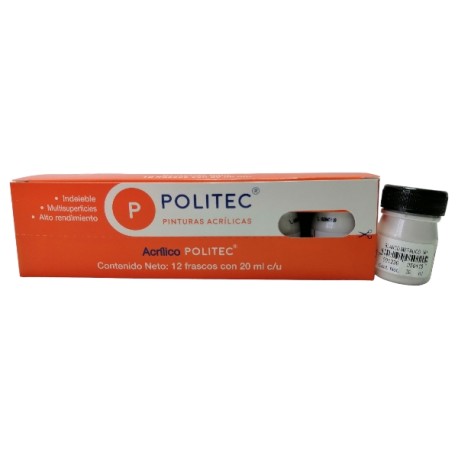 PINTURA POLITEC LINEA 500 METALICOS BLANCO C/20 ML 501