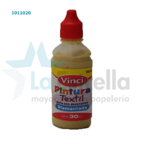 PINTURA TEXTIL VINCI DIAMANTADA AMARILLO 30 ML /48