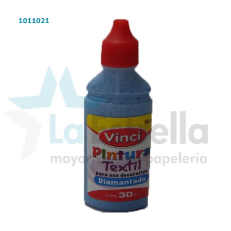 PINTURA TEXTIL VINCI DIAMANTADA AZUL 30 ML /48