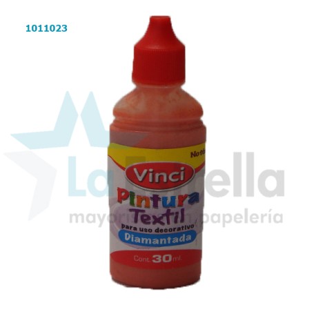 PINTURA TEXTIL VINCI DIAMANTADA NARANJA CLARO 30 ML /48