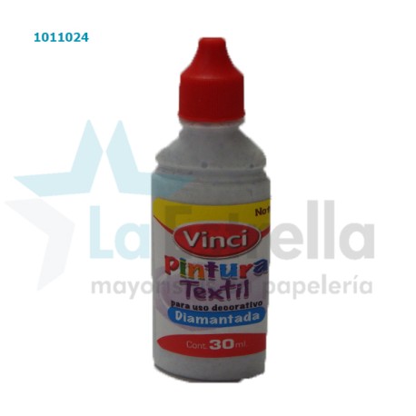 PINTURA TEXTIL VINCI DIAMANTADA PLATA 30 ML /48