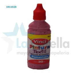 PINTURA TEXTIL VINCI DIAMANTADA ROJO 30 ML /48