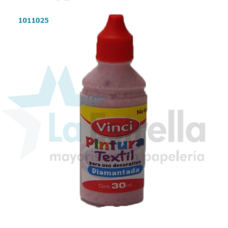 PINTURA TEXTIL VINCI DIAMANTADA ROSA 30 ML /48