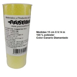 TUL METALICO DECORATIVO PASCUA AMARILLO CANARIO 15 x 9.14 CMS