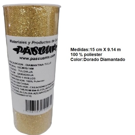 TUL METALICO DECORATIVO PASCUA DORADO 15 x 9.14 CMS