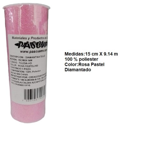 TUL METALICO DECORATIVO PASCUA ROSA PASTEL 15 x 9.14 CMS