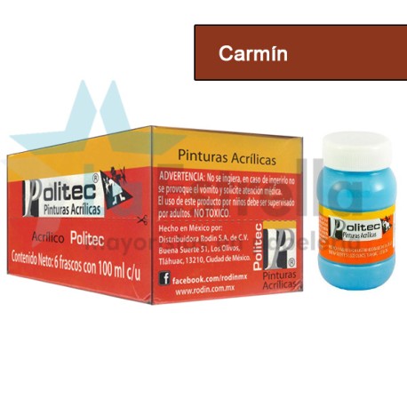 PINTURA ACRIL POLITEC ESC 100 ML CARMIN RODIN 319 /6