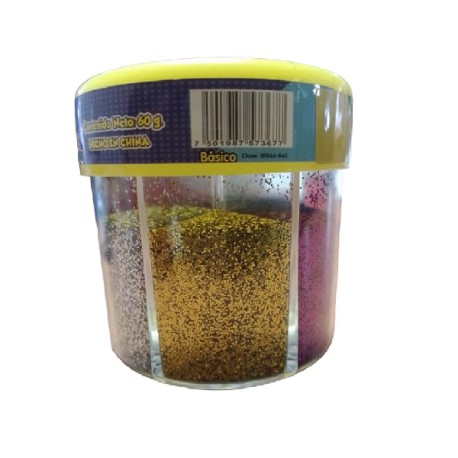 DIAMANTINA FINA PASCUA EN BOTE C/ 6 COLORES BASICOS 8FRA6-BAS