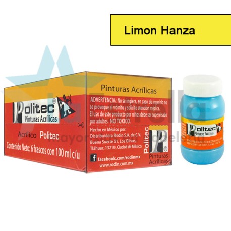 PINTURA ACRIL POLITEC ESC 100 ML LIMON HANZA 307 /6