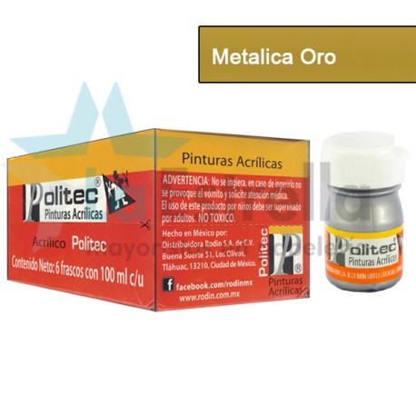 PINTURA ACRIL POLITEC ESC 100 ML METALICA ORO RODIN /6