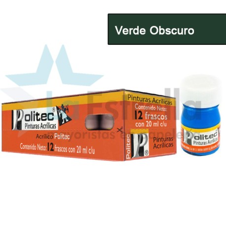 PINTURA ACRIL POLITEC ESC 20 ML VERDE OBSCURO RODIN 306 /12