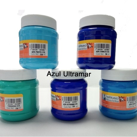 PINTURA ACRIL POLITEC ESC 250 ML AZUL ULTRAMAR RODIN 315 /12