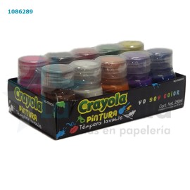 PINTURA CRAYOLA TEMPERA LIQUIDA C/10 BOTES 25 ML C/U 542102 /12