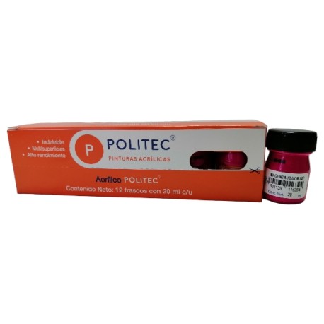 PINTURA ACRIL FLUO POLITEC L-800 20 ML MAGENTA 807 /12