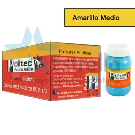 PINTURA ACRIL POLITEC ESC 100 ML AMARILLO MEDIO 318 /6