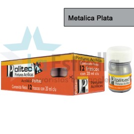 PINTURA ACRIL POLITEC ESC 20 ML METALICA PLATA 701 /12