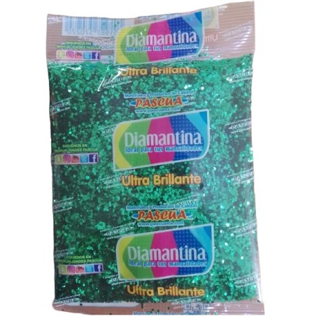 DIAMANTINA GRUESA DE 50 GRS VERDE BANDERA C40 20 / 100