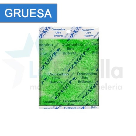 DIAMANTINA GRUESA DE 50 GRS VERDE LIMON C40 20 / 100