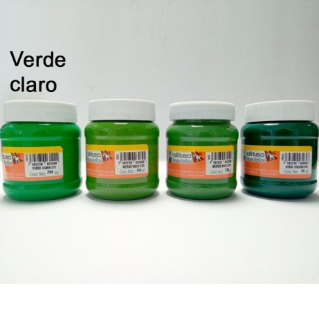 PINTURA ACRIL POLITEC ESC 250 ML VERDE CLARO RODIN 312 /12