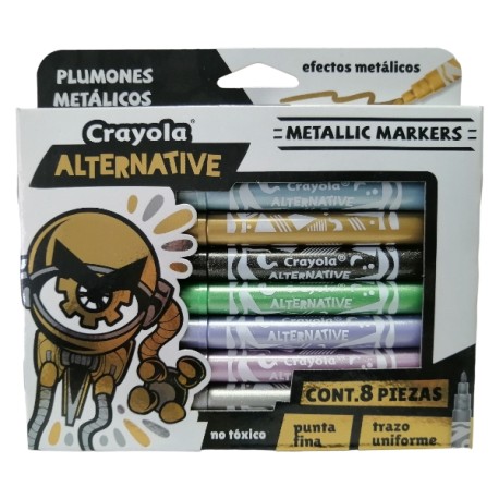PLUMON CRAYOLA ALTERNATIVE METALLIC 8 COLORES SURTIDOS MOD.58-