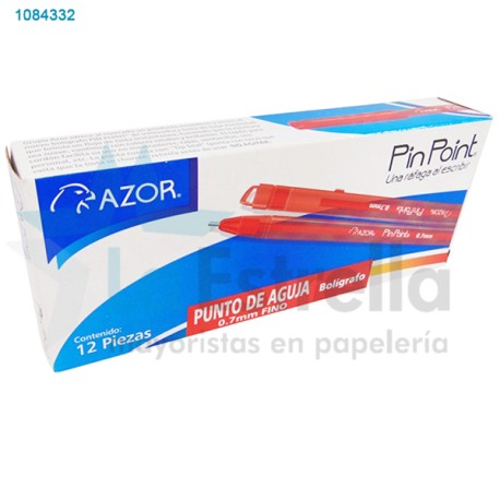 BOLIGRAFO AZOR P/F PIN POINT ROJO BARRIL TRANSP. 6810RO /30