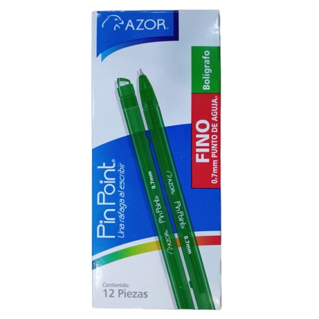 BOLIGRAFO AZOR P/F PIN POINT VERDE BARRIL TRANSP.6810VO /30