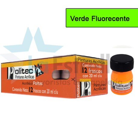 PINTURA ACRIL FLUO POLITEC L-800 20 ML VERDE 804 /12