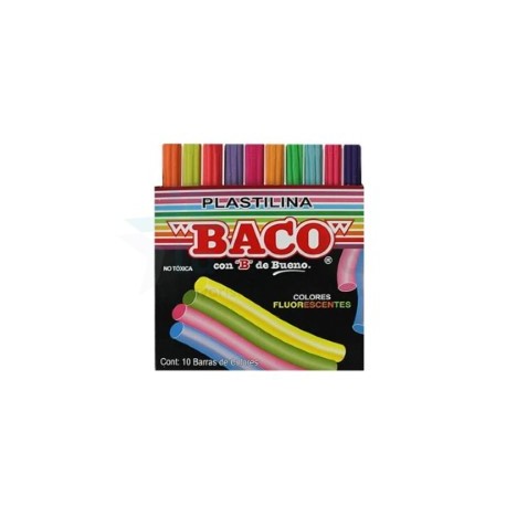 PLASTILINA EN CAJITA BACO C/10 COLORES FLUORESCENTES /100