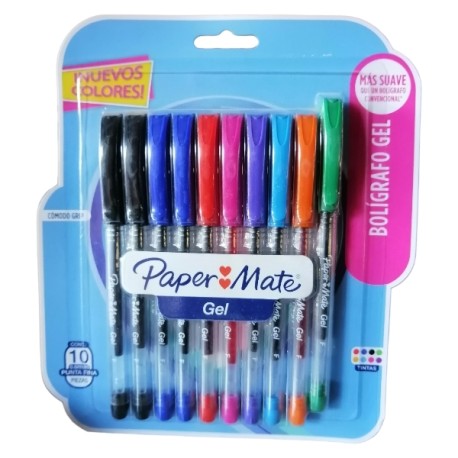 BOLIGRAFO PAPER MATE INKJOY GEL C/10 COLORES .6 MM 2121506 /36