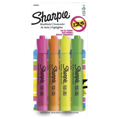 MARCATEXTOS SHARPIE FLUORESCENTE C/4 COL. SURTIDOS