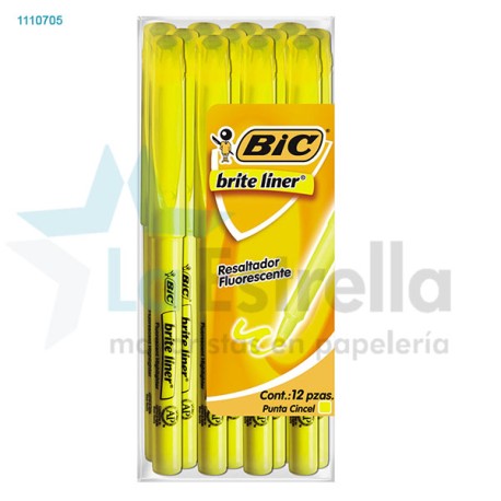 MARCATEXTOS BIC BRITE LINER AMARILLO /18