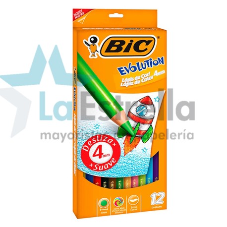 PINTURAS BIC EVOLUTION MINA GRUESA CJ/12 PZAS /24