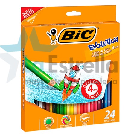 PINTURAS BIC EVOLUTION MINA GRUESA CJ/24 PZAS /24