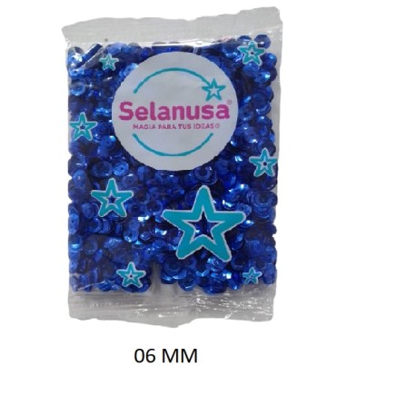 LENTEJUELA SELANUSA MED. 06 MM AZUL REY DE 20 GRS /50