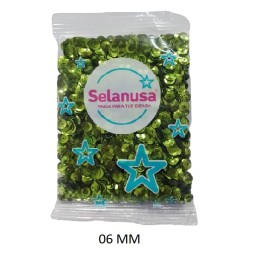 LENTEJUELA SELANUSA MED. 06 MM VERDE LIMON DE 20 GRS /50