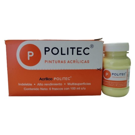 PINTURA ACRIL POLITEC ESC 100 ML AMARILLO PASTEL RODIN 329