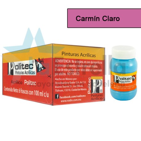 PINTURA ACRIL POLITEC ESC 100 ML CARMIN CLARO RODIN 323 /6