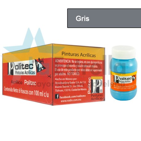 PINTURA ACRIL POLITEC ESC 100 ML GRIS RODIN 317 /6