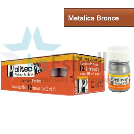 PINTURA ACRIL POLITEC ESC 20 ML METALICA BRONCE 702 /12