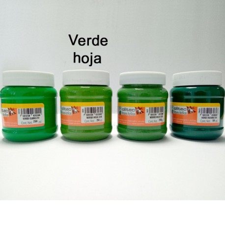 PINTURA ACRIL POLITEC ESC 250 ML VERDE HOJA RODIN 328 /12