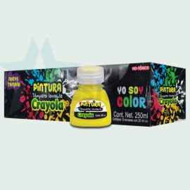 PINTURA CRAYOLA TEMPERA 25 ML AMARILLA C/10 PIEZAS /12