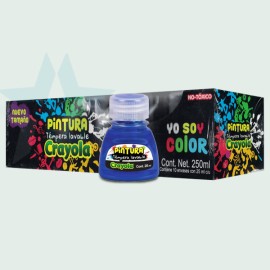 PINTURA CRAYOLA TEMPERA 25 ML AZUL C/10 PIEZAS /12